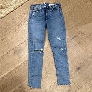 rag & bone Distressed Ankle Jeans in Blue